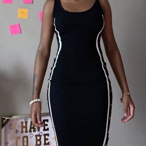 black dress with white lines